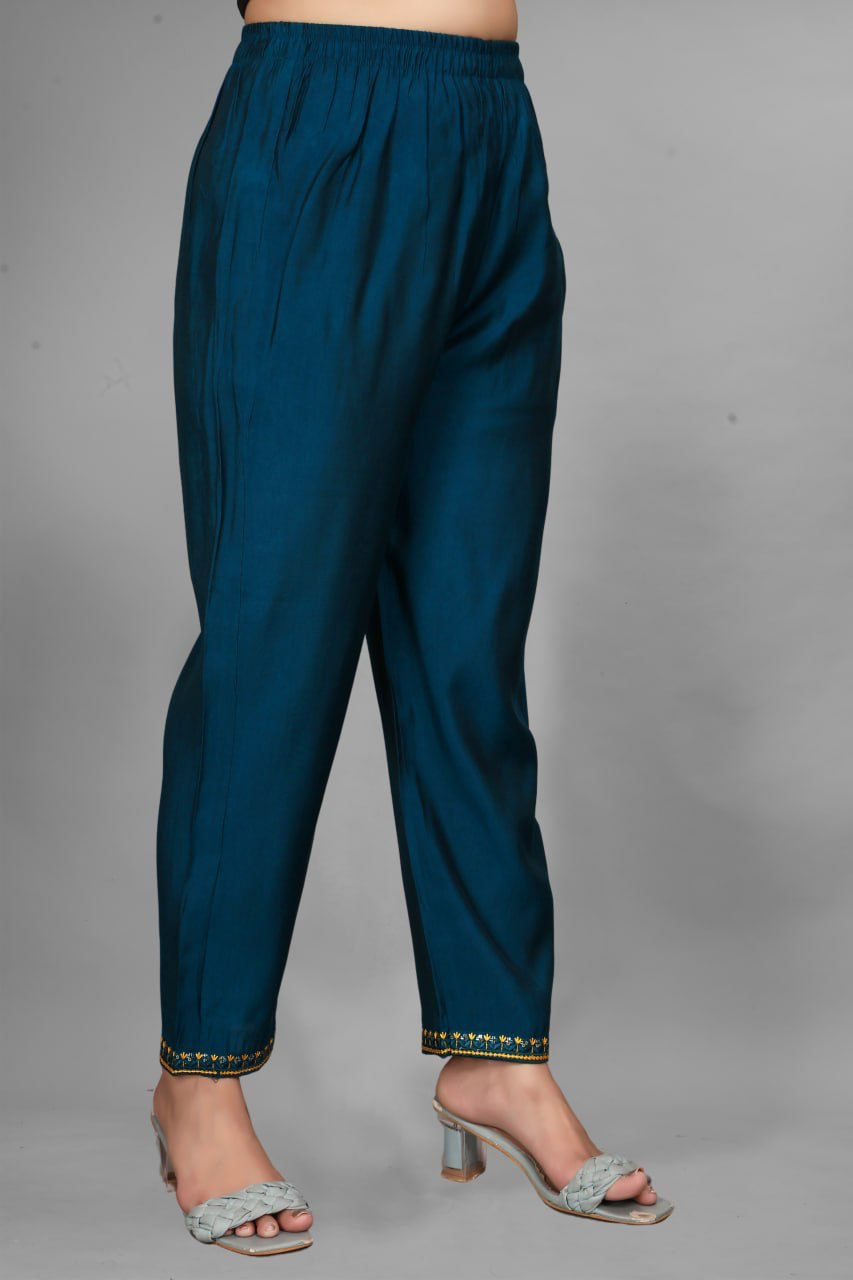 Rang-e-Riwaz — Teal Blue Embroidered Kurta Set with Yellow Ombre Dupatta